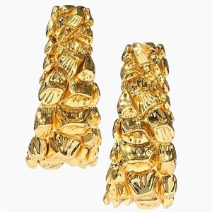 Alexis Bittar Brut Gold Croco Hoop Earrings